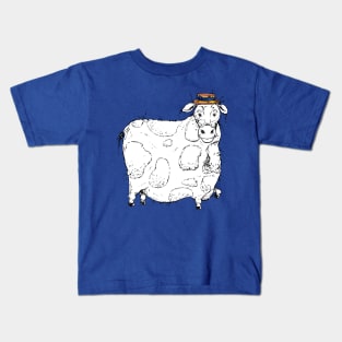 Large Plump Cow with a Precious Barber Shop Hat Kids T-Shirt